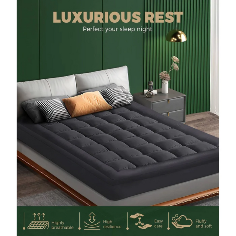 Premium Charcoal Bamboo Mattress Topper