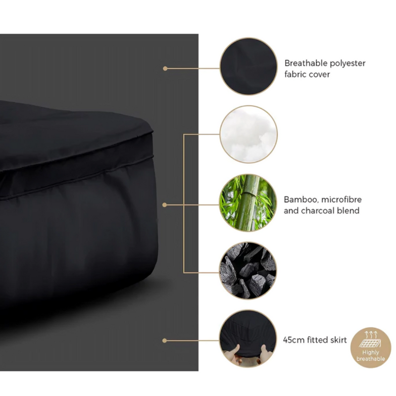 Premium Charcoal Bamboo Mattress Topper